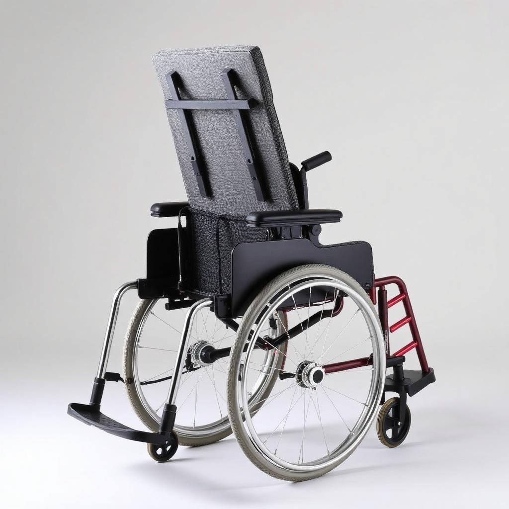 Reclining wheelchair with tilted backrest and headrest